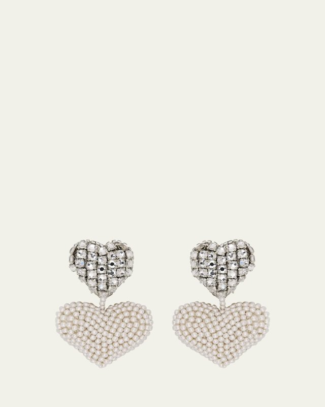 Beaded Crystal Heart Earrings